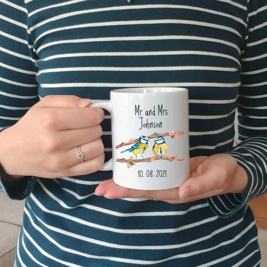 Personalised Mr and Mrs Bluetit Mug