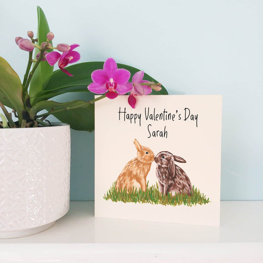 Personalised Kissing Bunnies Valentine's Day Card