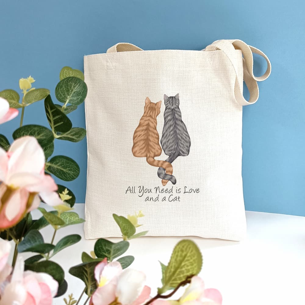 All You Need is Love and a Cat Tote Bag | Cat Couple Bag