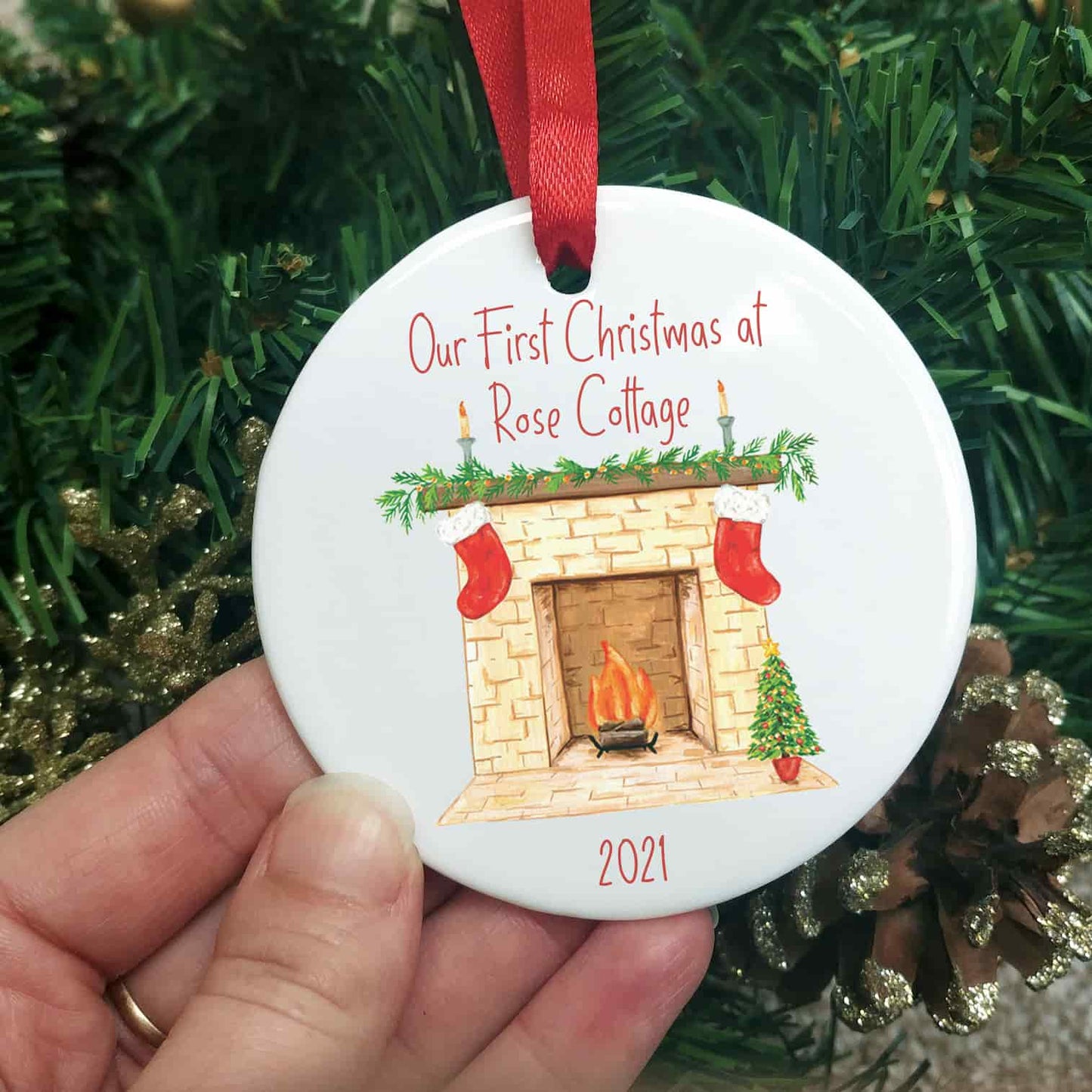 Personalised New Home Christmas Decoration | First Home Ceramic Hanging Ornament