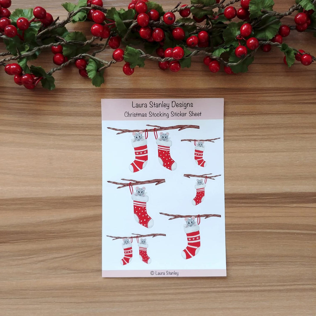 Mice Christmas Stocking Sticker Sheet