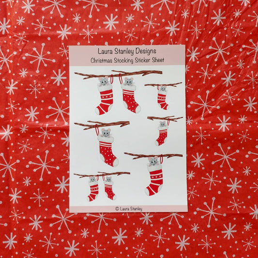Mice Christmas Stocking Sticker Sheet
