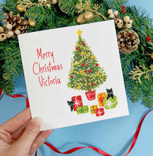 Load image into Gallery viewer, Personalised Cat Christmas Tree Card
