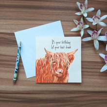 Load image into Gallery viewer, Illustrated Highland Cow Greetings Card
