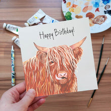 Load image into Gallery viewer, Illustrated Highland Cow Greetings Card
