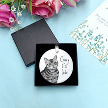 Load image into Gallery viewer, Crazy Cat Lady Ceramic Hanging Ornament | Cat Keepsake | Cat Lover Gift
