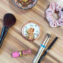 Load image into Gallery viewer, Illustrated Dog Pocket Mirror | Cocker Spaniel Rose Gold Compact Mirror

