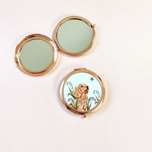 Load image into Gallery viewer, Illustrated Dog Pocket Mirror | Cocker Spaniel Rose Gold Compact Mirror
