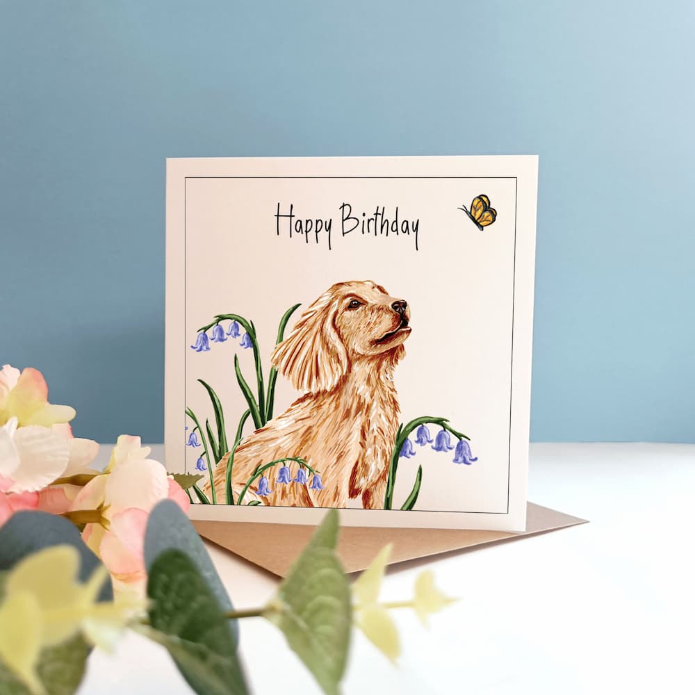 Personalised Dog and Butterfly Birthday Card
