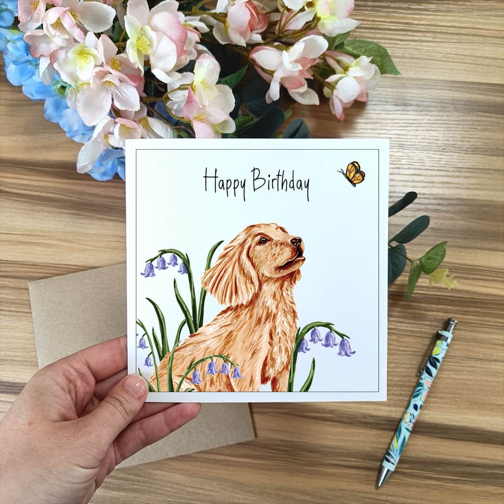 Personalised Dog and Butterfly Birthday Card