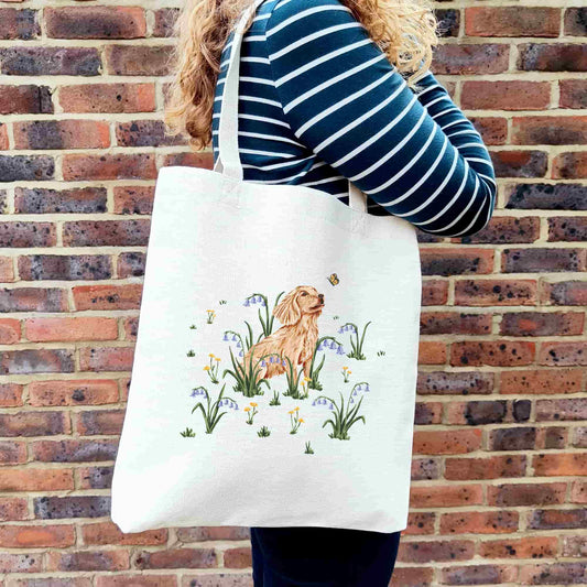 Dog and Butterfly Tote Bag | Cocker Spaniel Bag