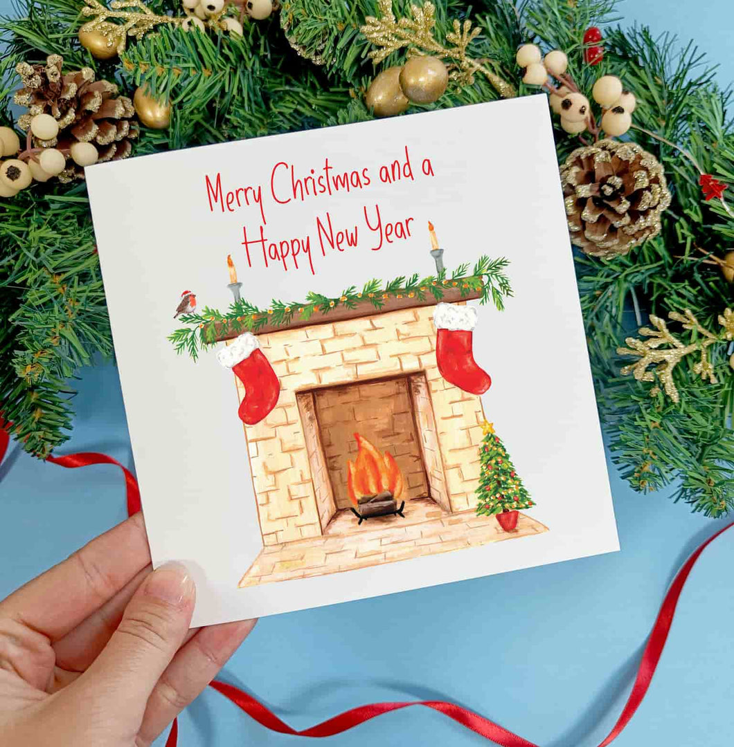 Christmas Fireplace Greetings Card