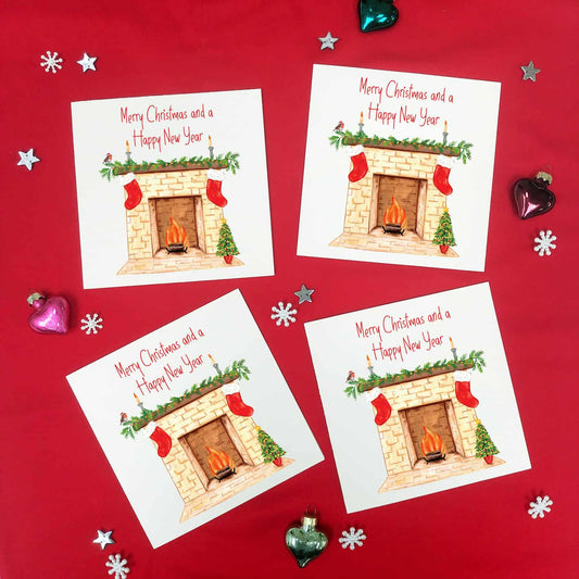 Christmas Fireplace Greetings Card