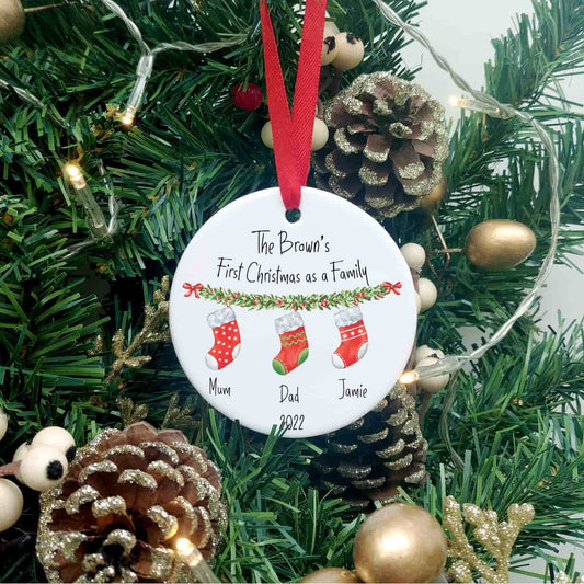Personalised First Christmas Stocking Decoration