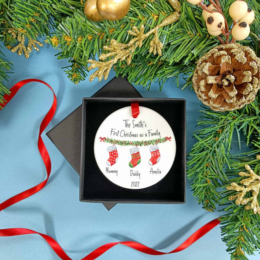 Personalised First Christmas Stocking Decoration