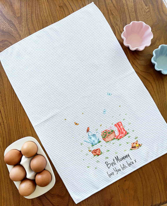 Personalised Floral Garden Tea Towel
