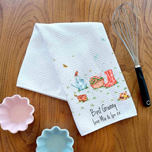 Personalised Floral Garden Tea Towel