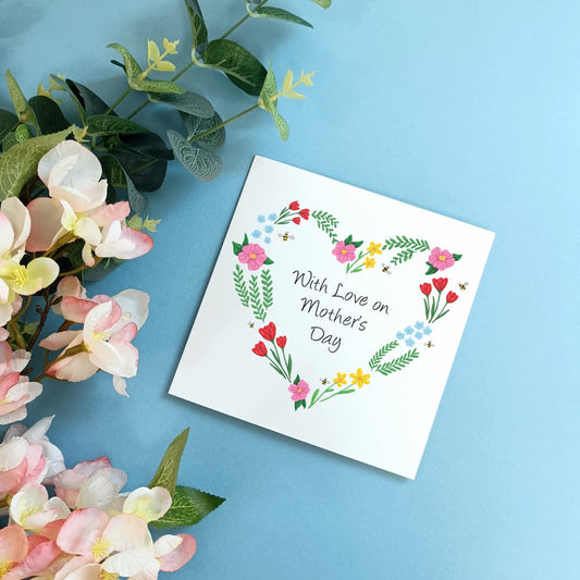 With Love on Mother's Day Card Floral Heart
