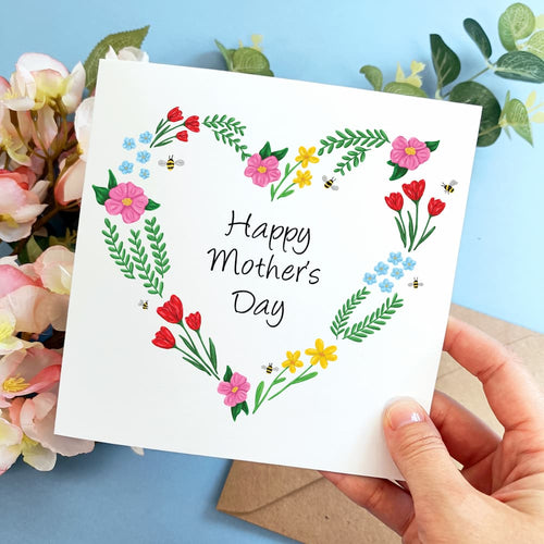 Floral Heart Happy Mother's Day Card 