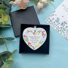 Load image into Gallery viewer, Personalised Mother&#39;s Day Floral Heart Decoration
