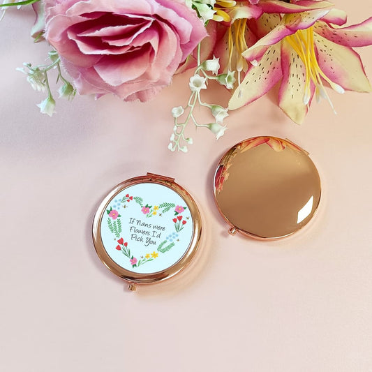 Floral Heart Compact Mirror | If Mums Were Flowers Pocket Mirror | Personalised Floral Mirror | Mother's Day Gift