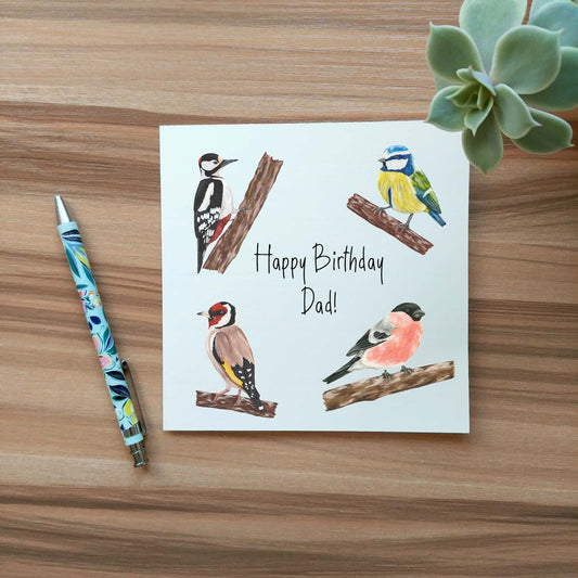 Illustrated Garden Birds Birthday Card