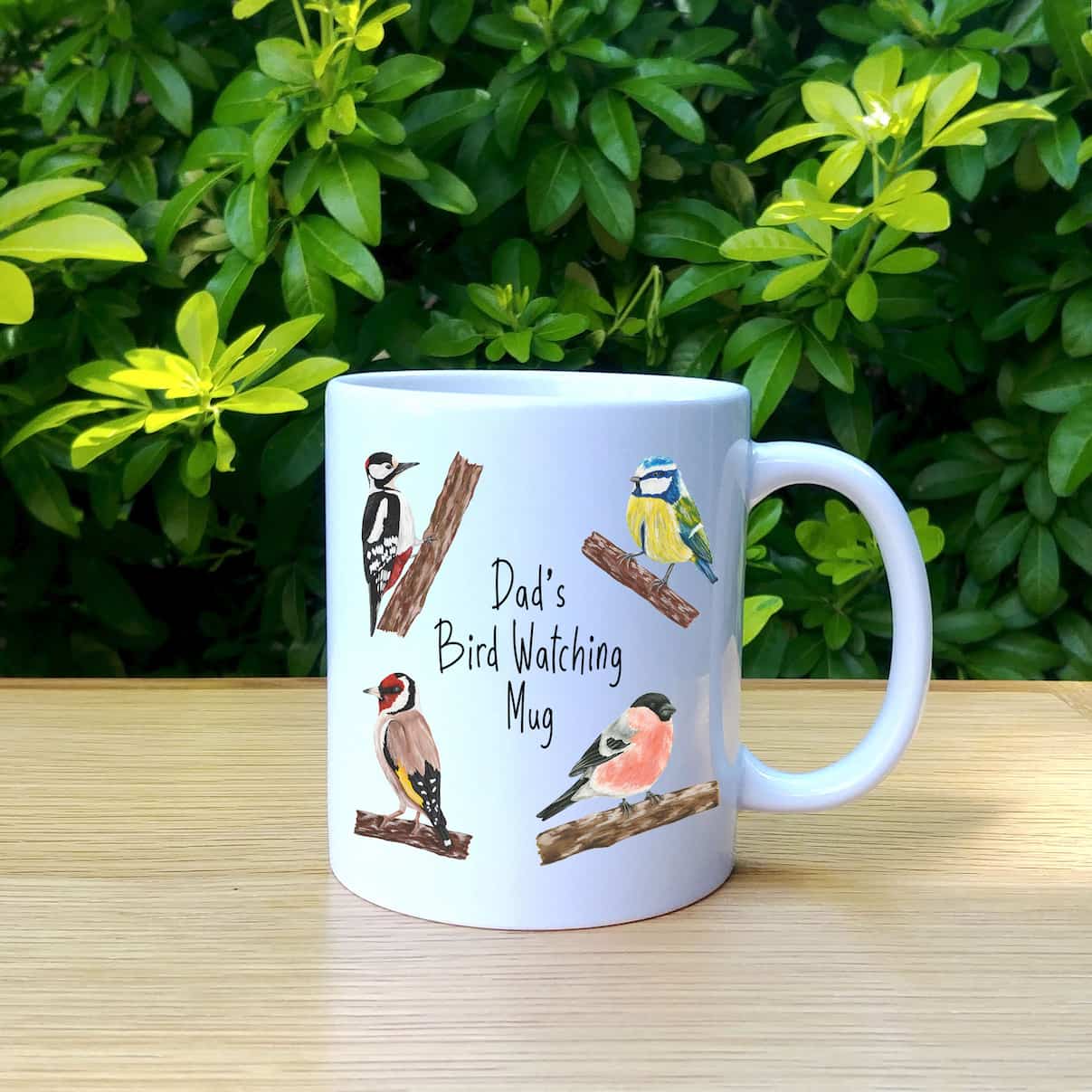 Personalised Garden Birds Mug | Custom Bird Watching Mug | Gifts for Dad | Illustrated Bird Ceramic Mug