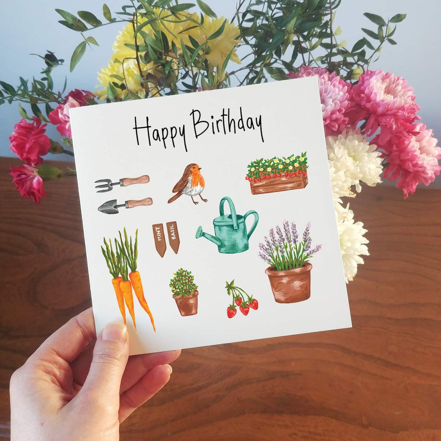 Illustrated Gardening Birthday Card