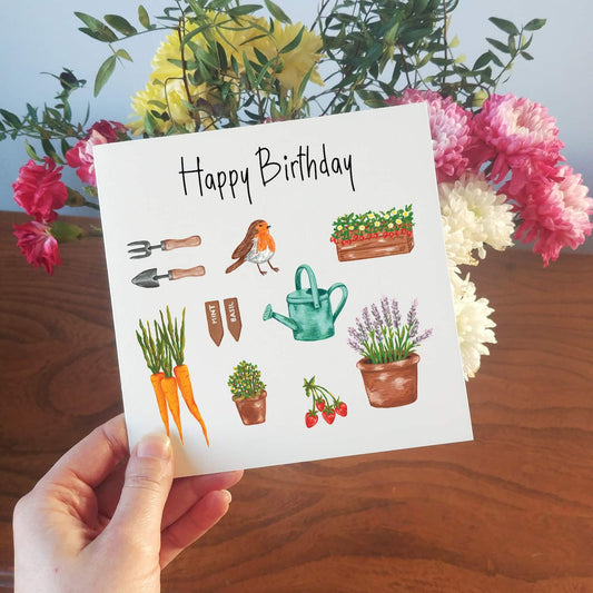 Illustrated Gardening Birthday Card