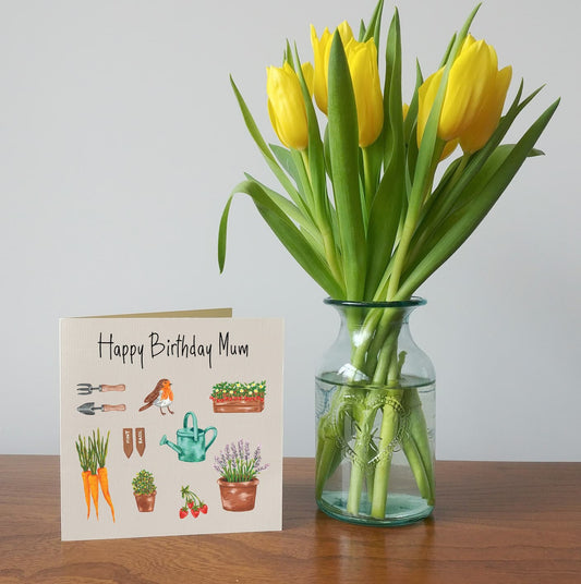 Illustrated Gardening Birthday Card