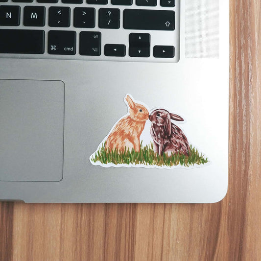 Kissing Bunnies Vinyl Sticker