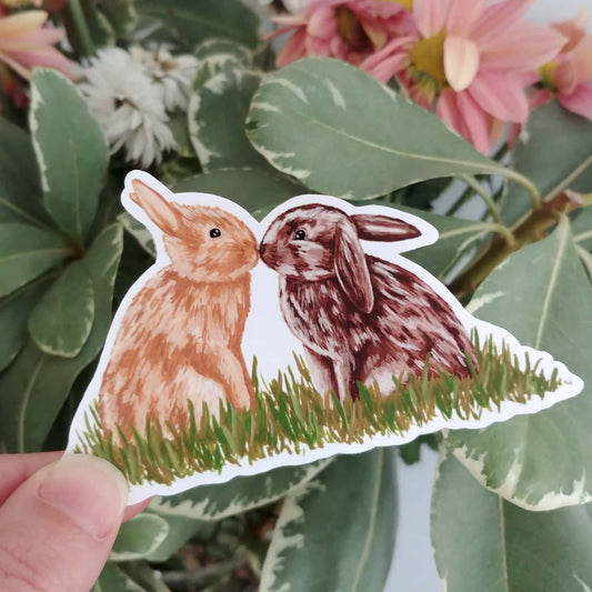 Kissing Bunnies Vinyl Sticker