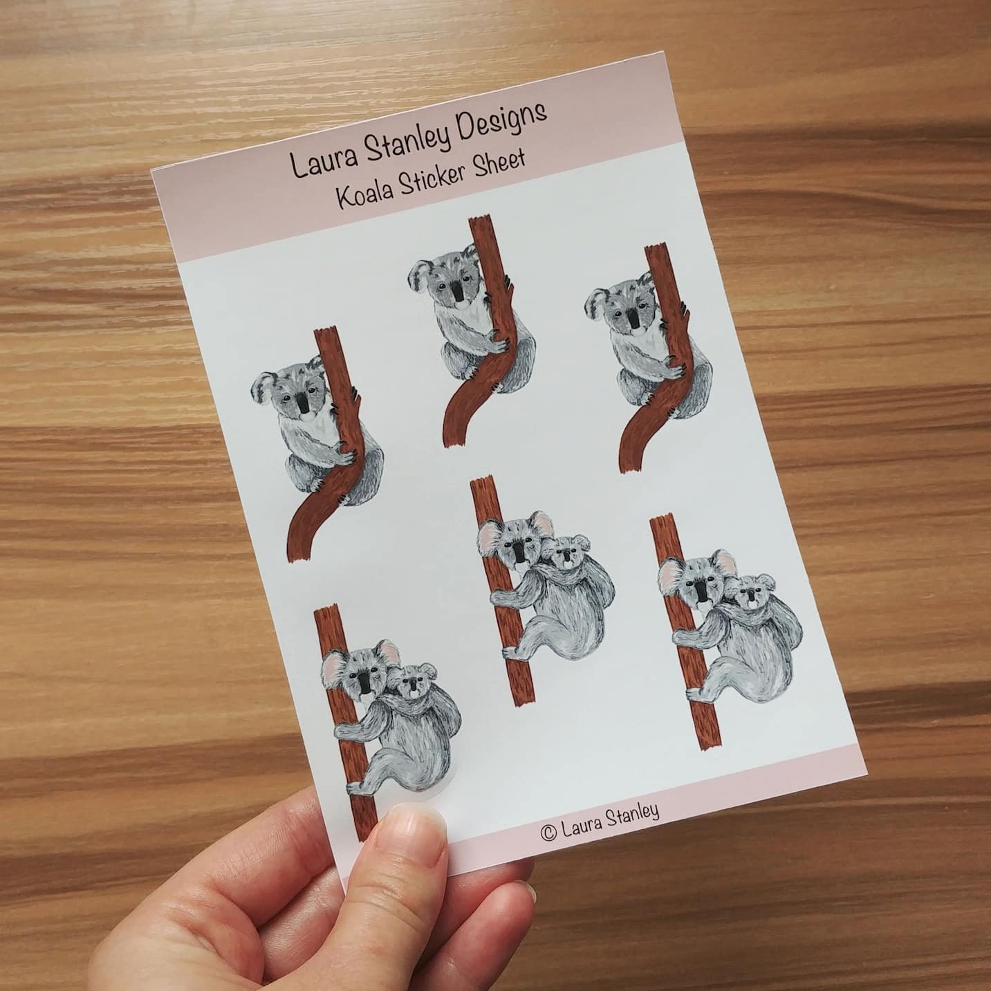 Illustrated Koala Bear Sticker Sheet