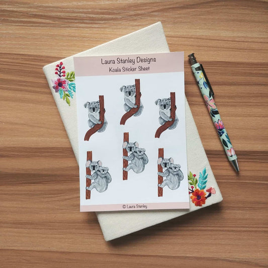 Illustrated Koala Bear Sticker Sheet