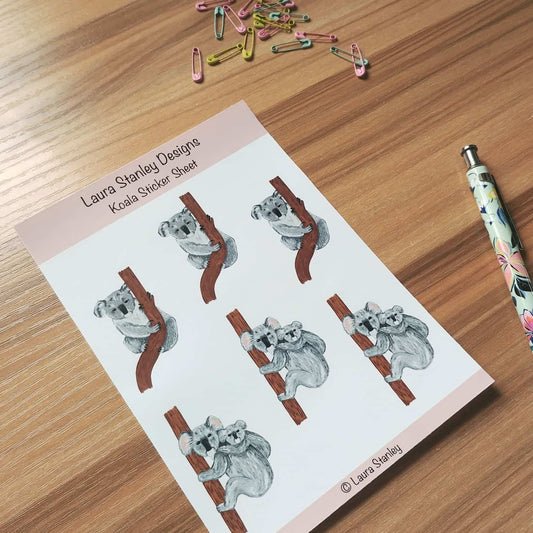 Illustrated Koala Bear Sticker Sheet