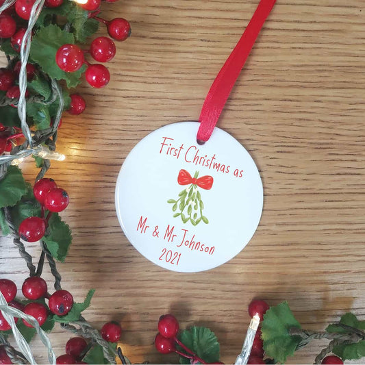 First Christmas as Mr and Mrs Tree Decoration | Mistletoe First Married Christmas