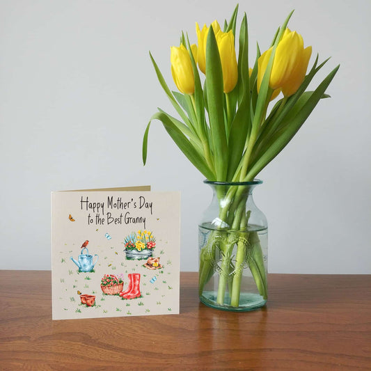 Personalised Floral Garden and Wellies Mother's Day Card