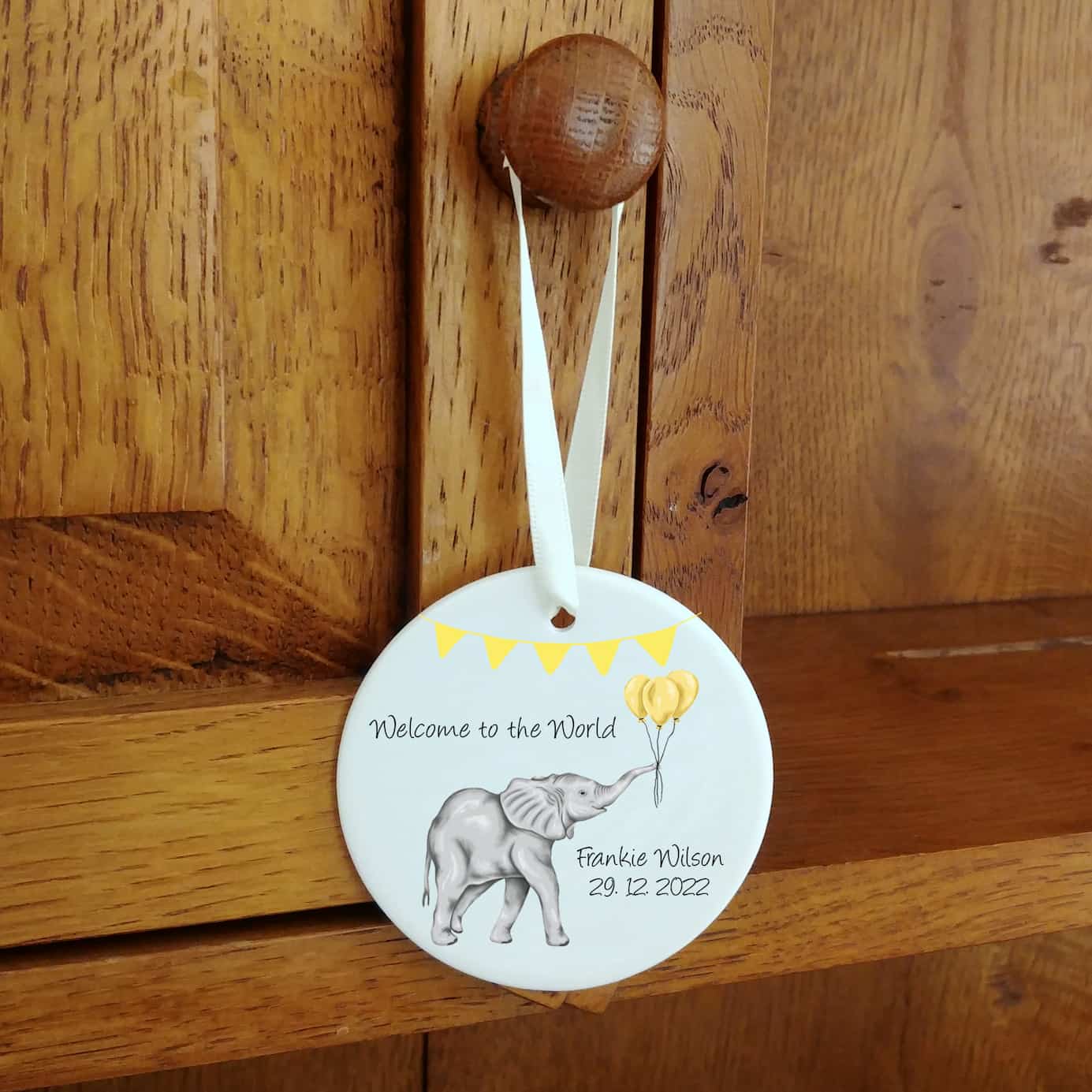 Personalised New Baby Elephant Decoration