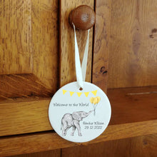 Load image into Gallery viewer, Personalised New Baby Elephant Decoration
