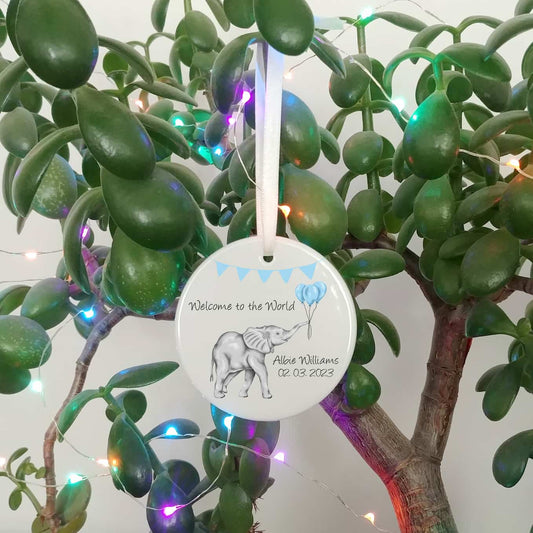 Personalised New Baby Elephant Decoration