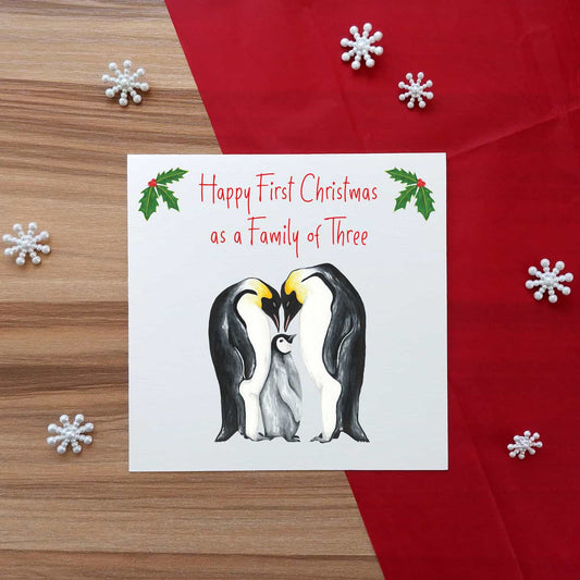 Personalised Penguin Family Christmas Card