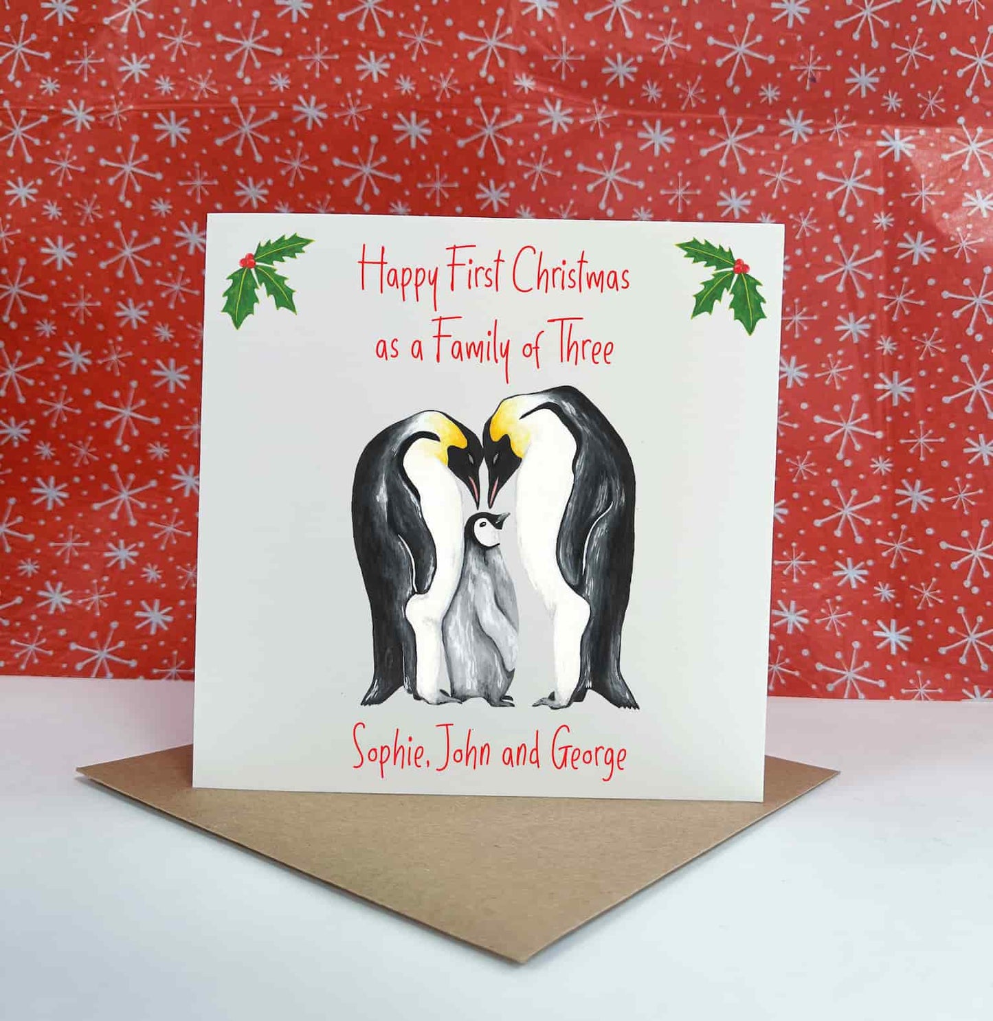 Personalised Penguin Family Christmas Card