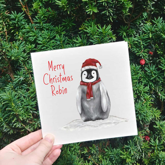 Personalised Penguin Christmas Card