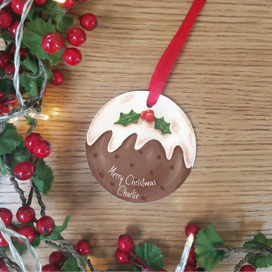 Christmas Pudding Ceramic Tree Decoration