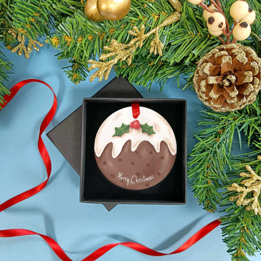 Christmas Pudding Ceramic Tree Decoration