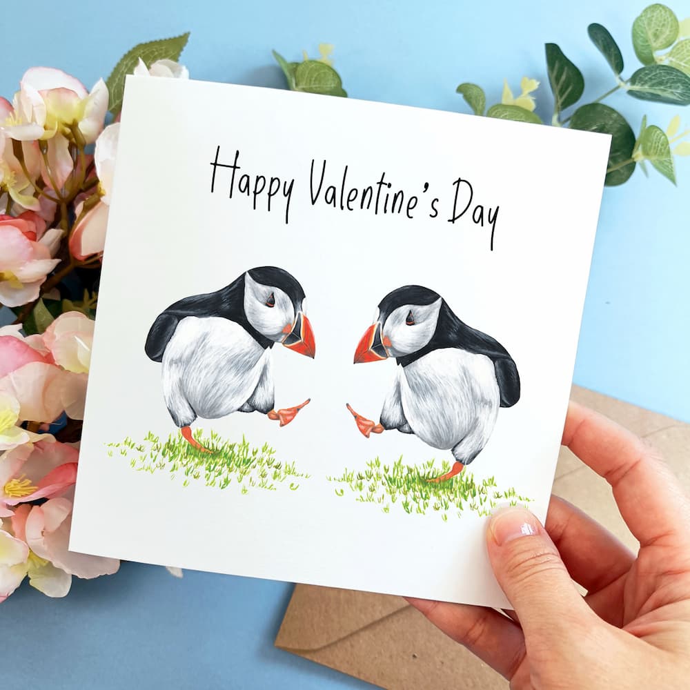 Dancing Puffins Valentine's Day Card