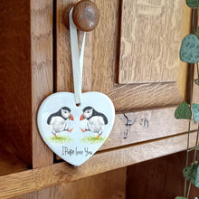 Load image into Gallery viewer, Puffin Ceramic Heart Decoration
