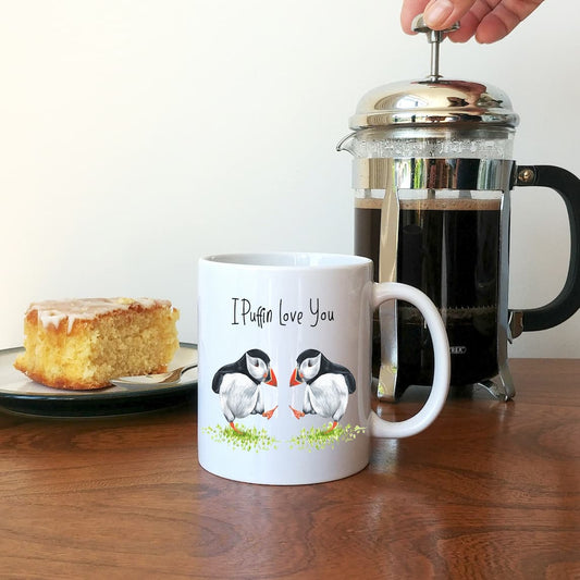 Personalised I Puffin Love You Mug