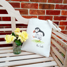 Load image into Gallery viewer, Personalised Puffin Tote Bag | Dancing Puffin Design
