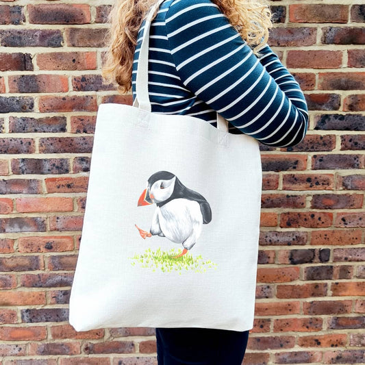 Personalised Puffin Tote Bag | Dancing Puffin Design